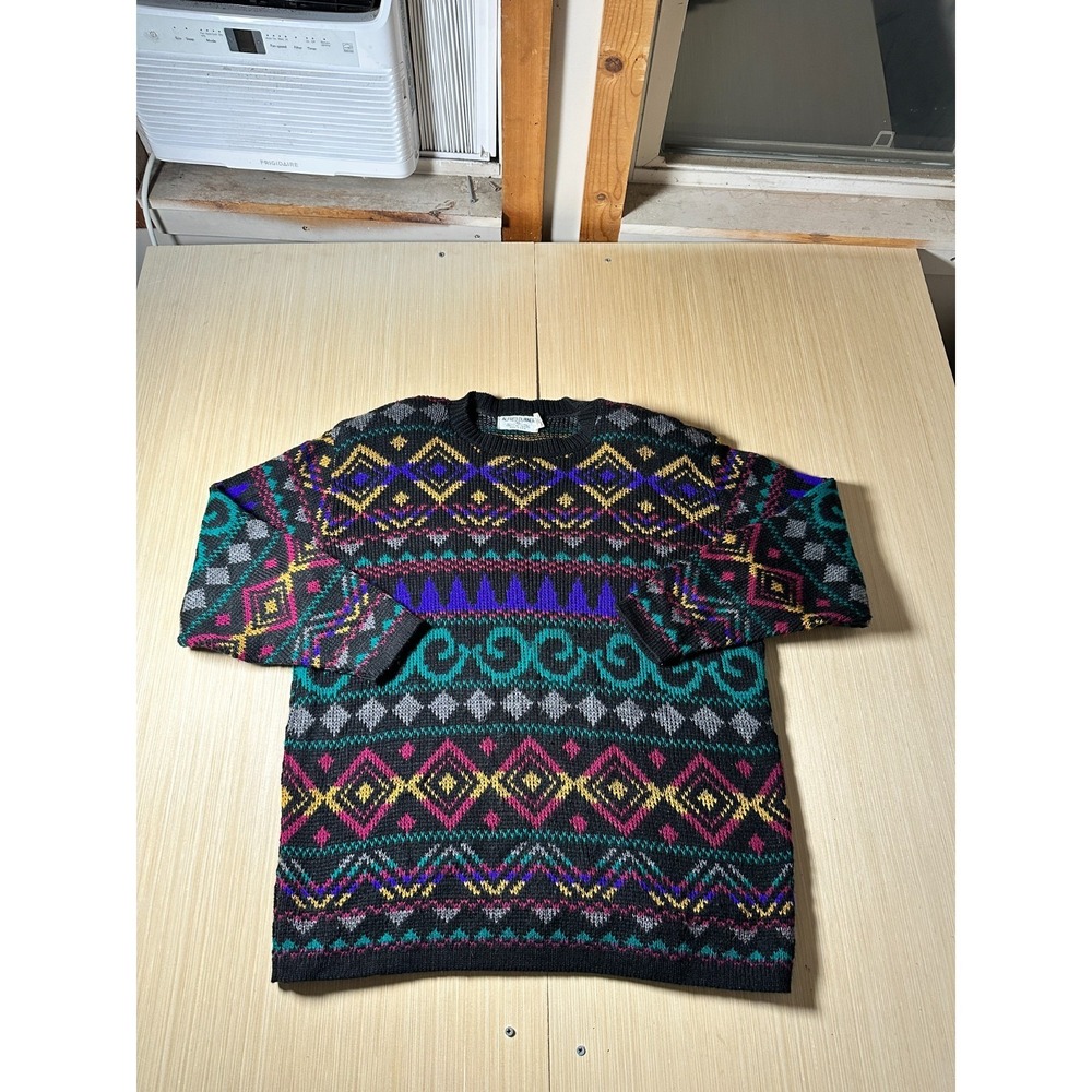 Vintage Alfred Dunner Mom Sweater Womens XL‎ Multicolor Aztec Print Knit Ribbed